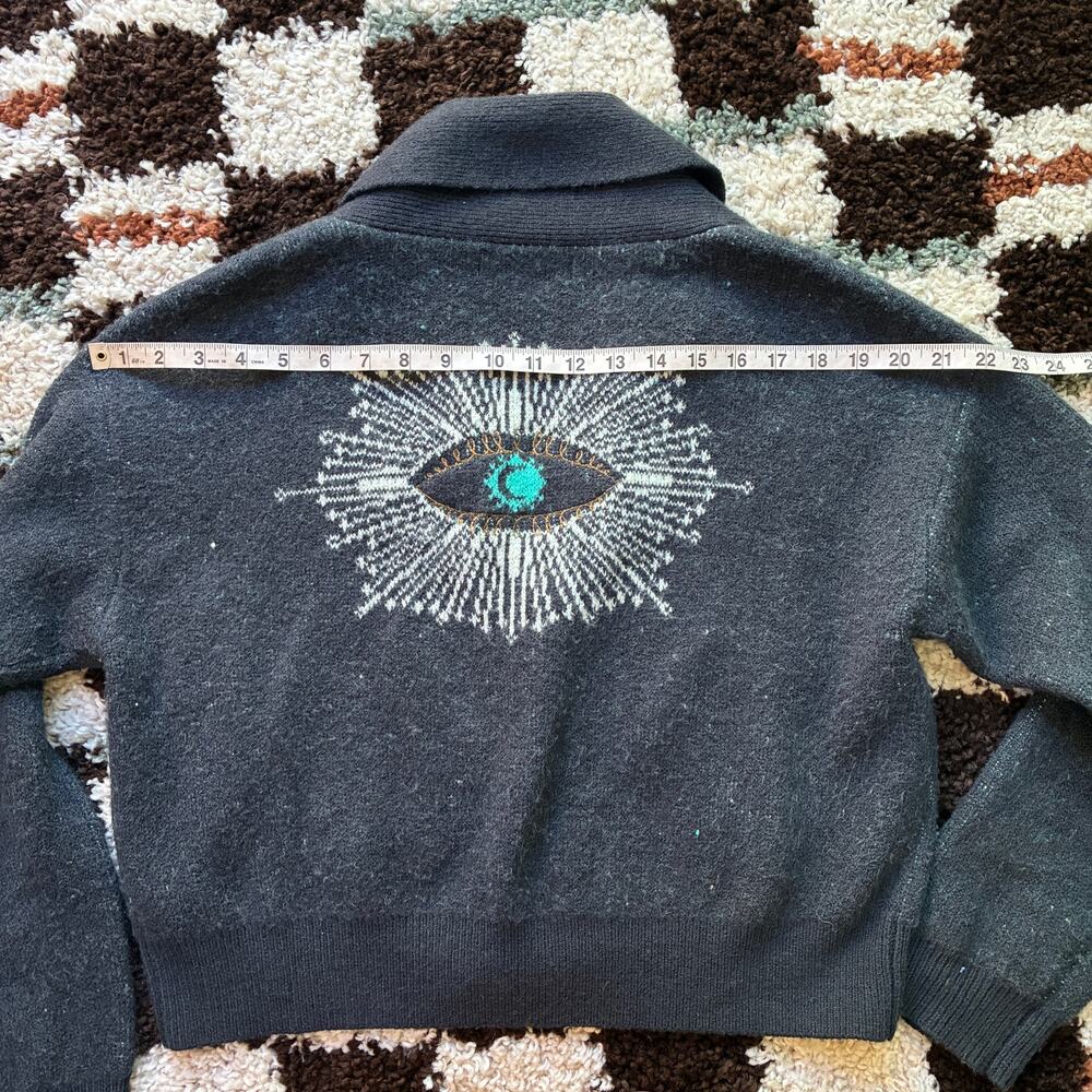 Spiritual Gangster Spirit Eye Royce Wool Cardigan Knit Sweater Gray Size Small - Picture 9 of 9